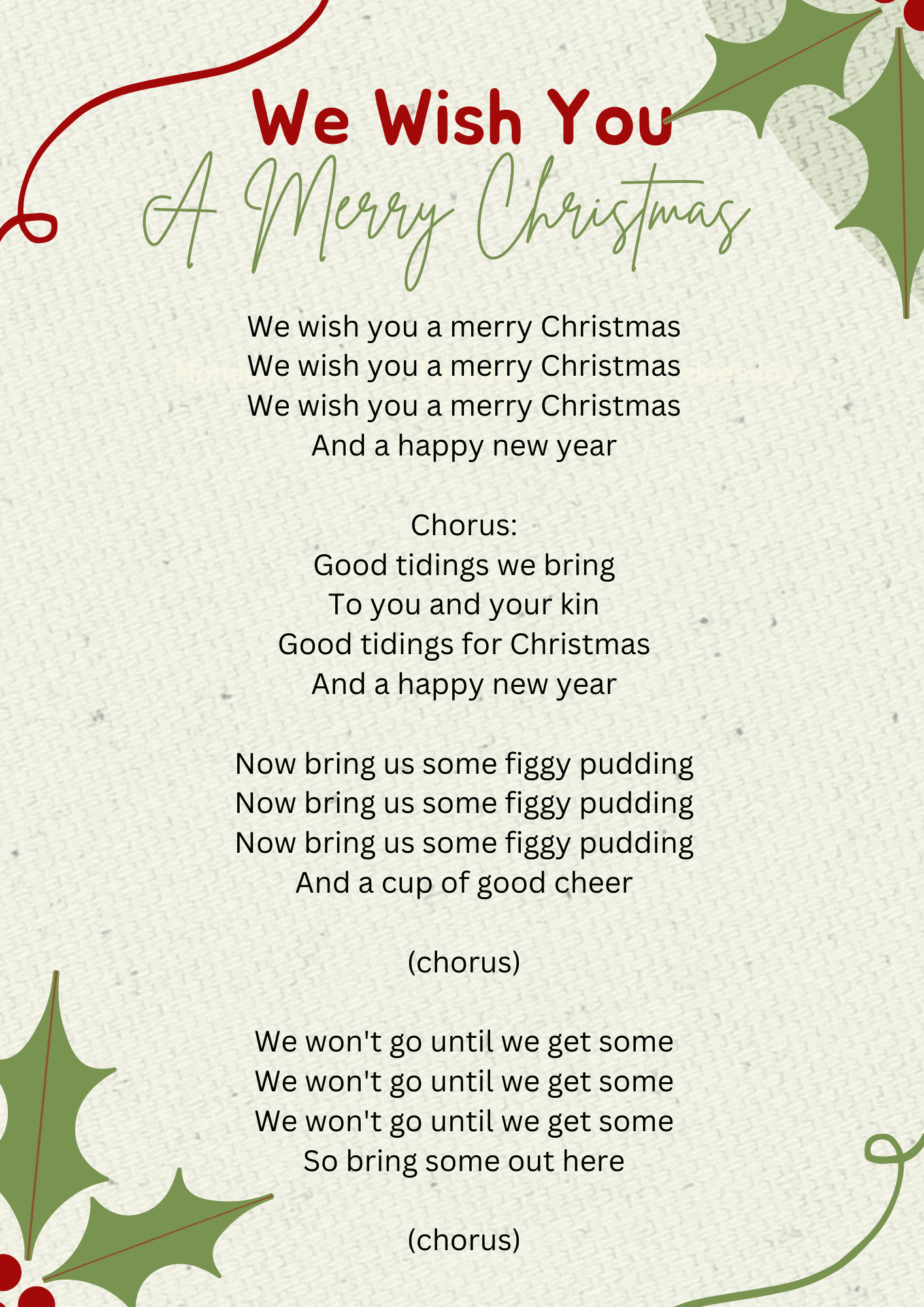we wish you a merry christmas lyrics